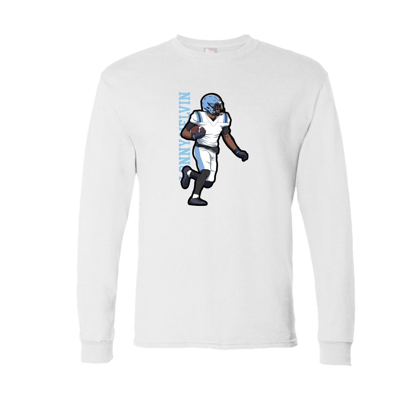 Long Sleeve Tee — Name Vertical in White
