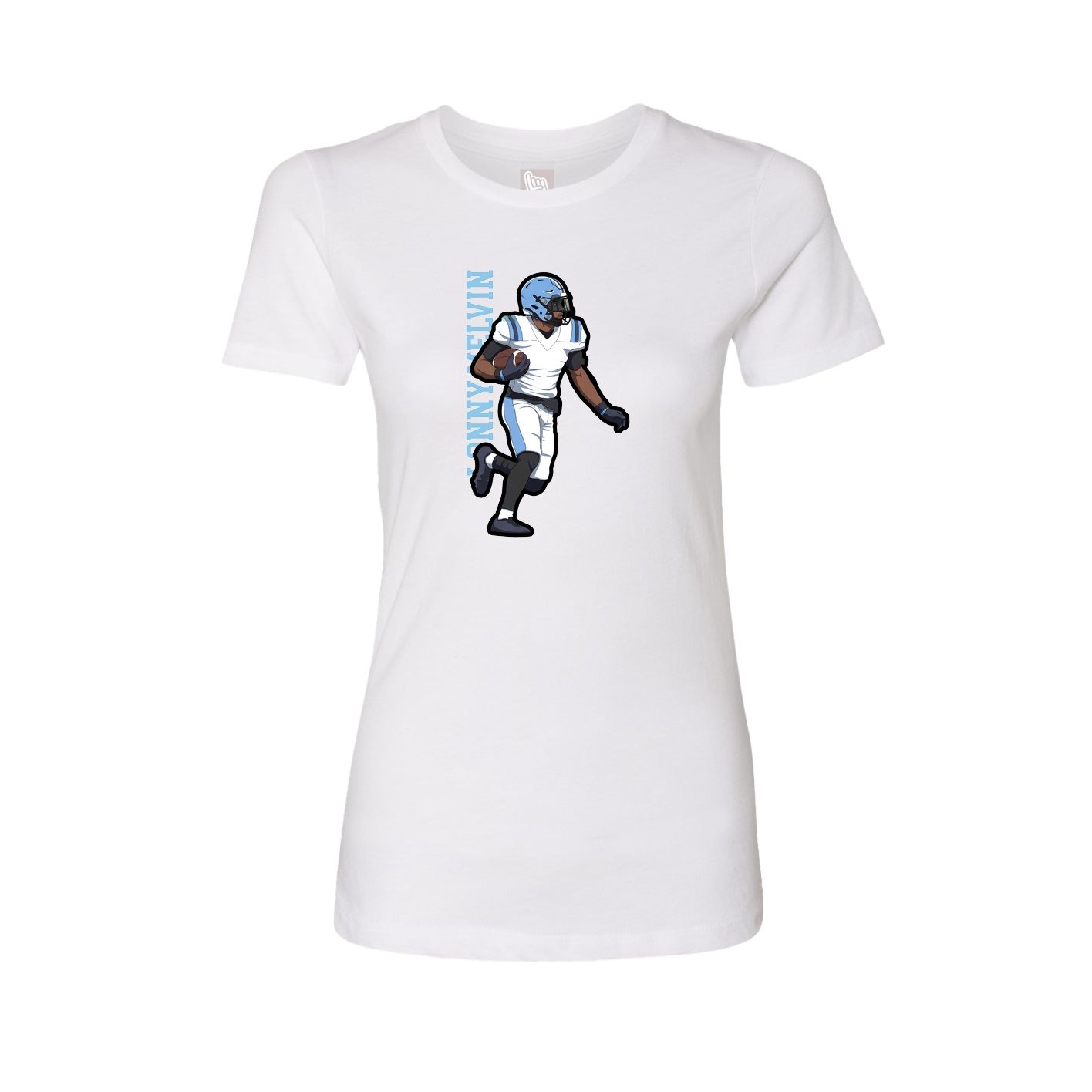 Fitted Women's Tee — Name Vertical in White