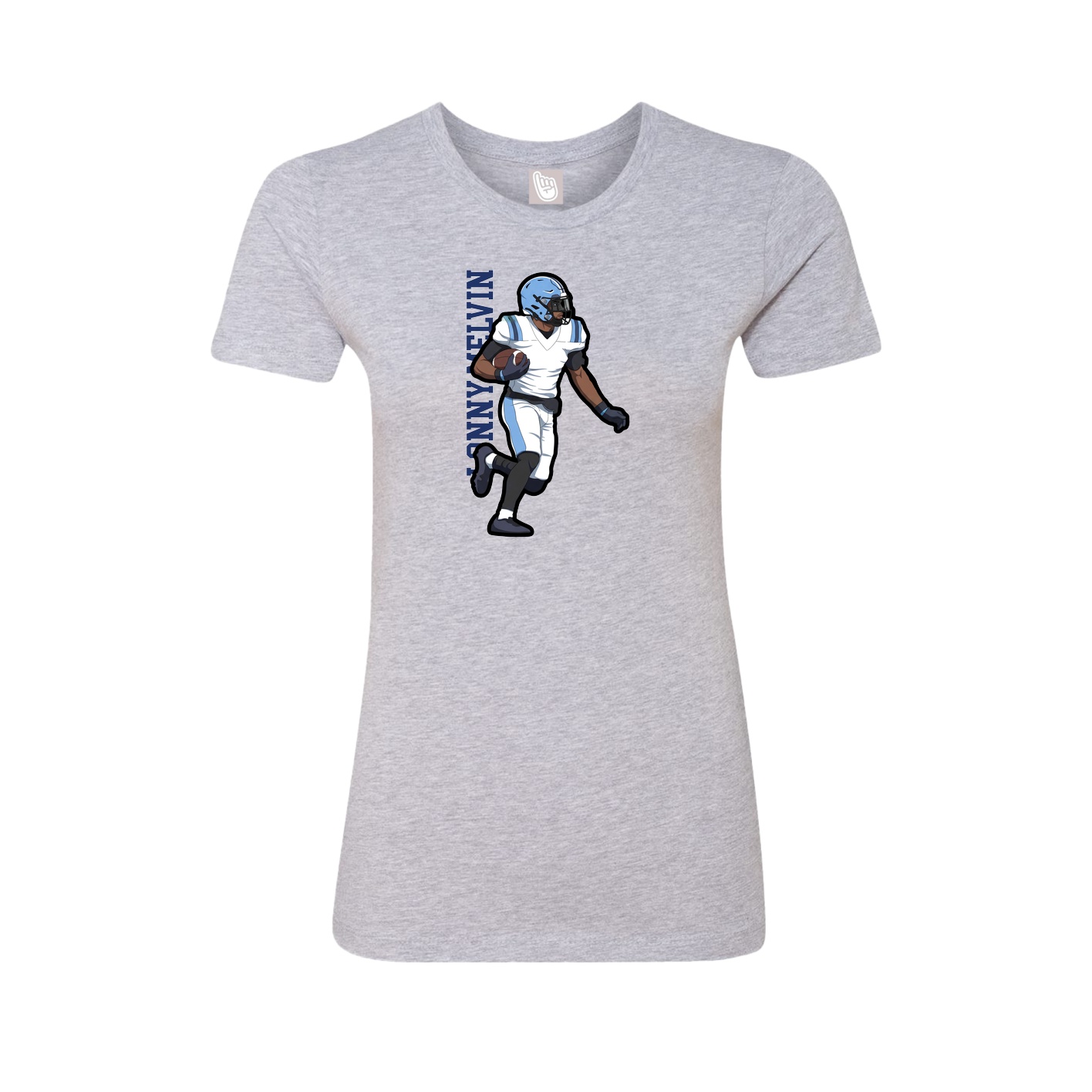 Womens Tee — Name Vertical in Grey