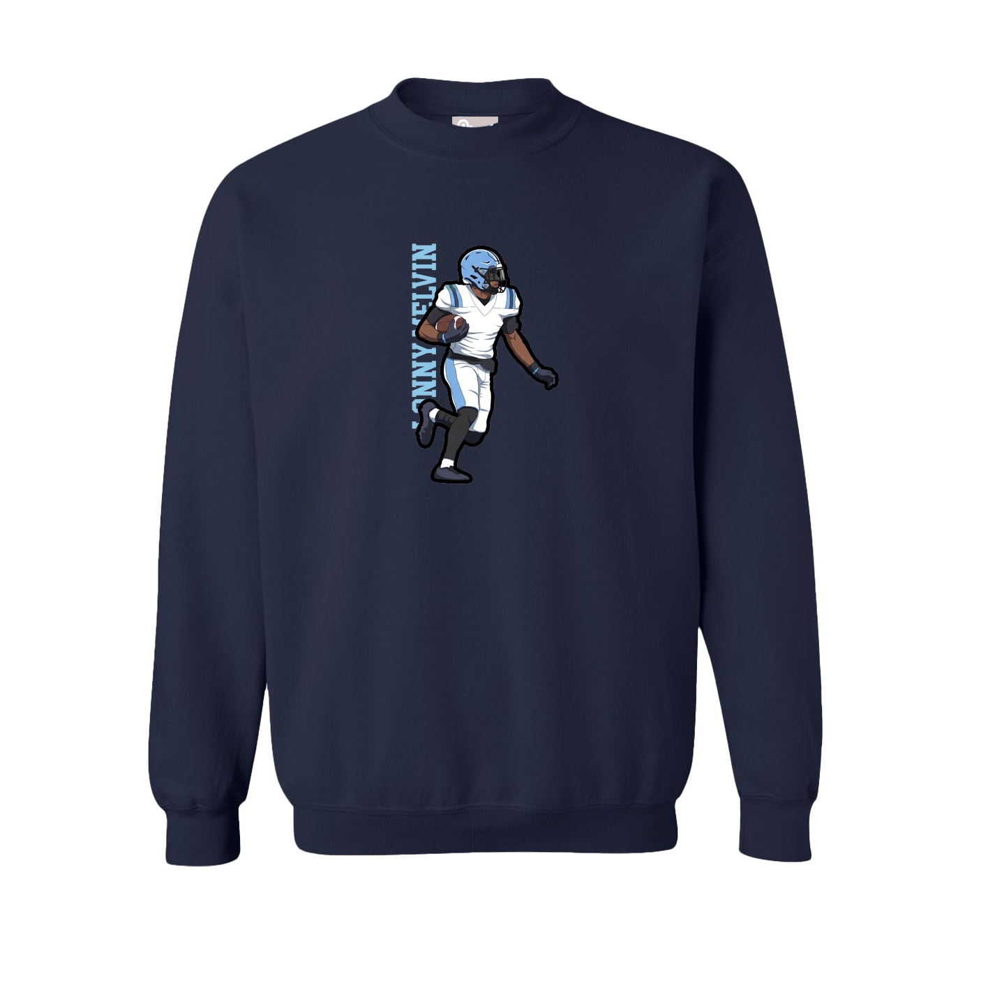 Fleece Crew — Name Vertical in Navy