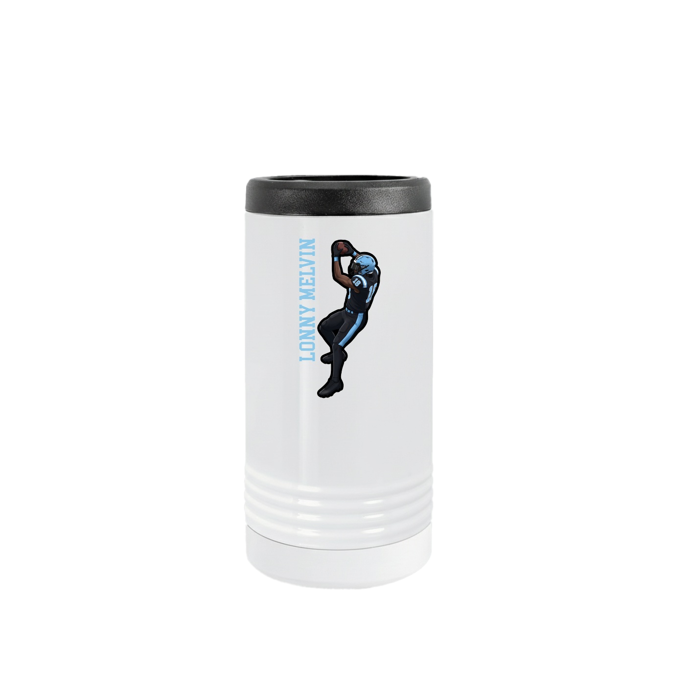 Slim Beverage Holder — Name Vertical in White