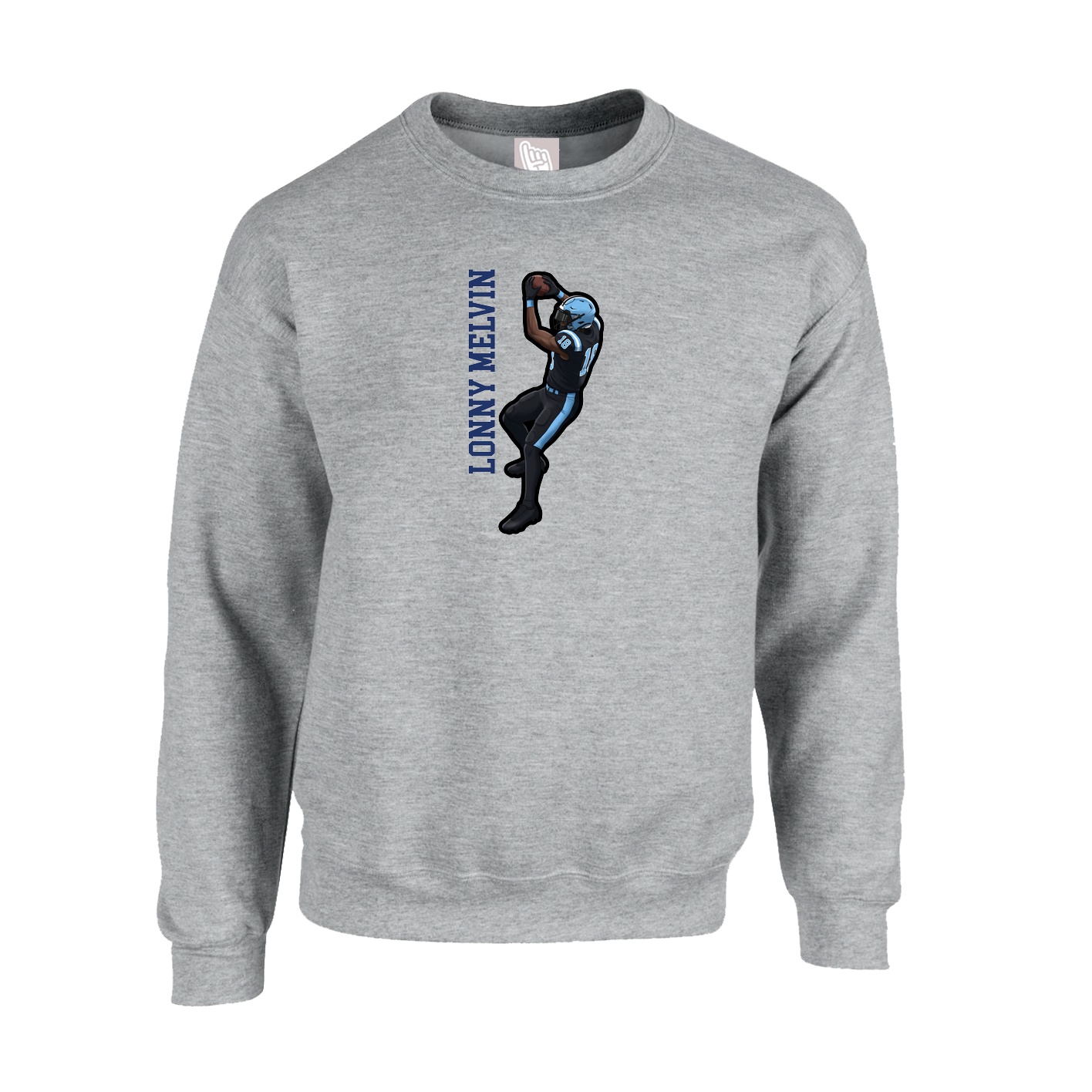 Fleece Crew — Name Vertical in Grey