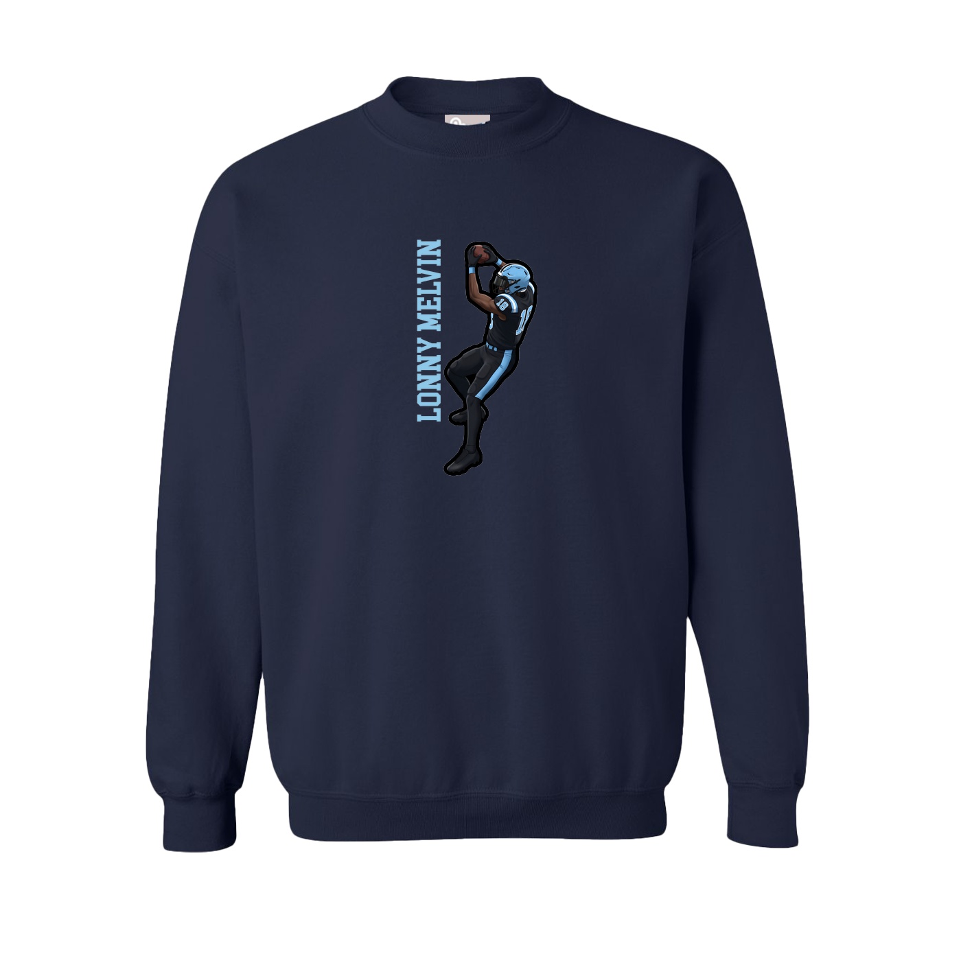 Fleece Crew — Name Vertical in Navy