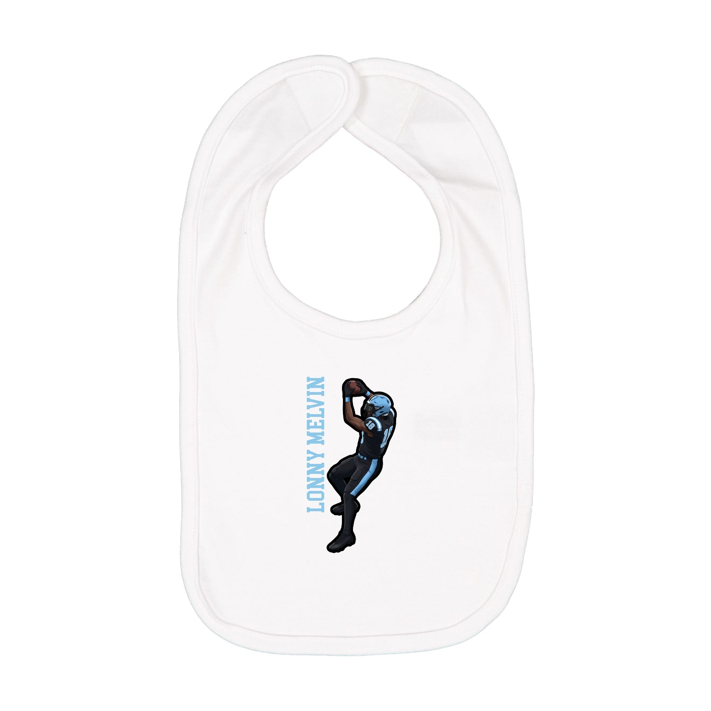 Infant Bib — Name Vertical in White