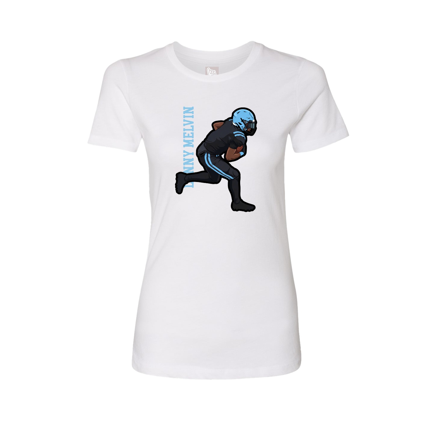 Fitted Women's Tee — Name Vertical in White