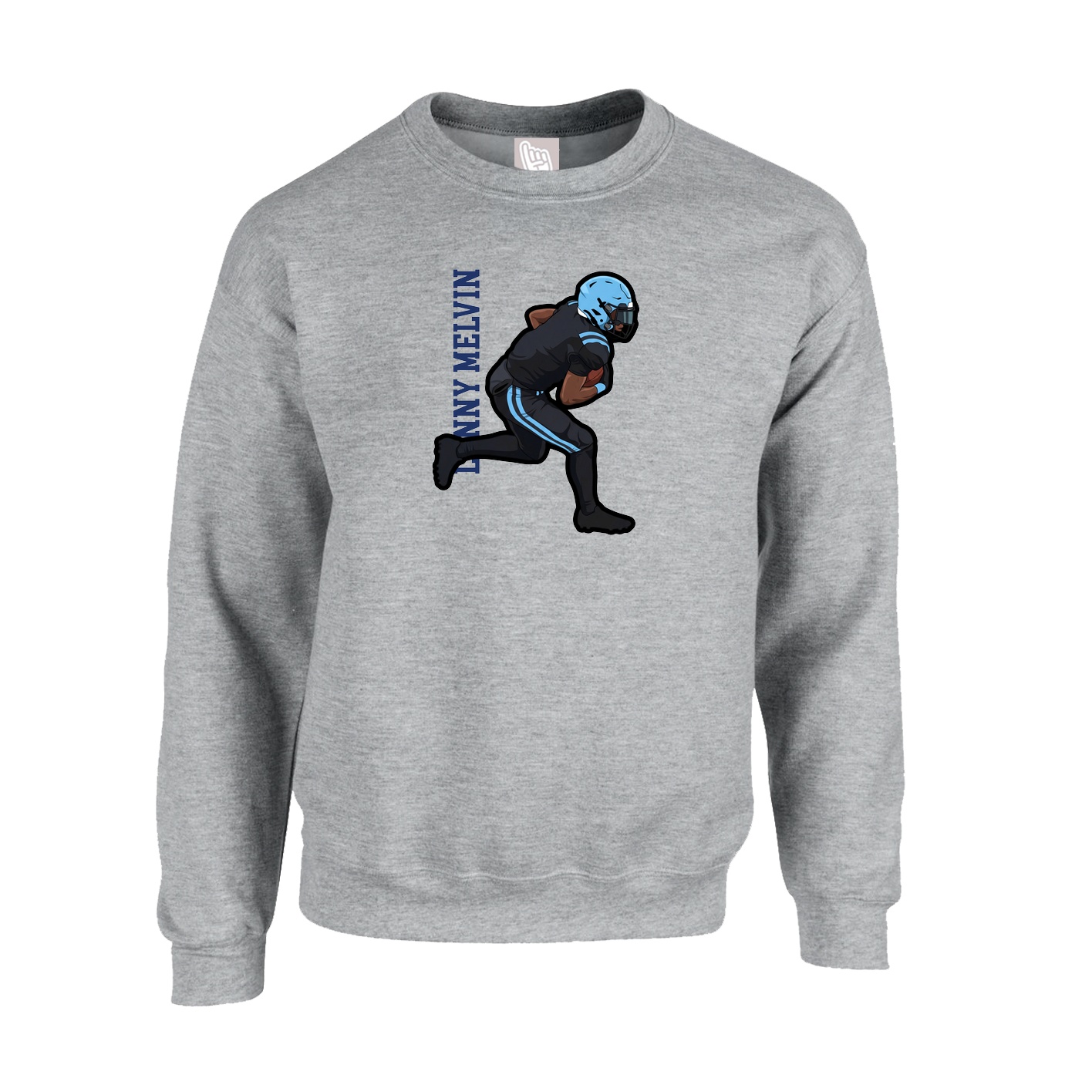 Fleece Crew — Name Vertical in Grey
