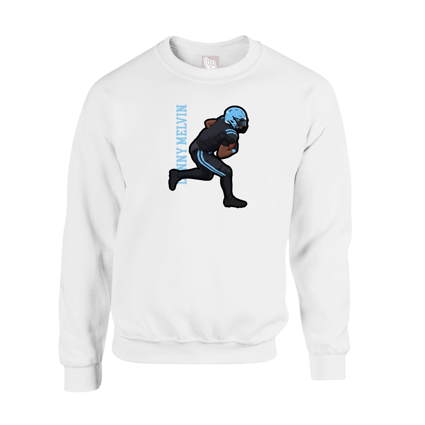 Fleece Crew — Name Vertical in White