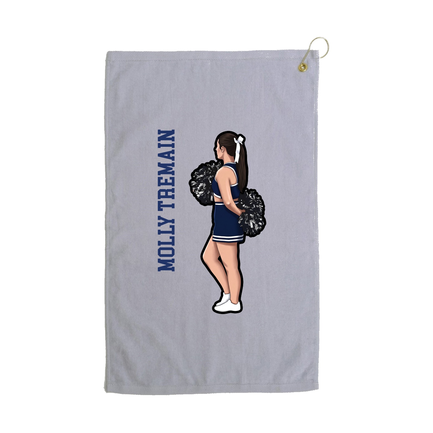 Golf Towel — Name Vertical in Grey