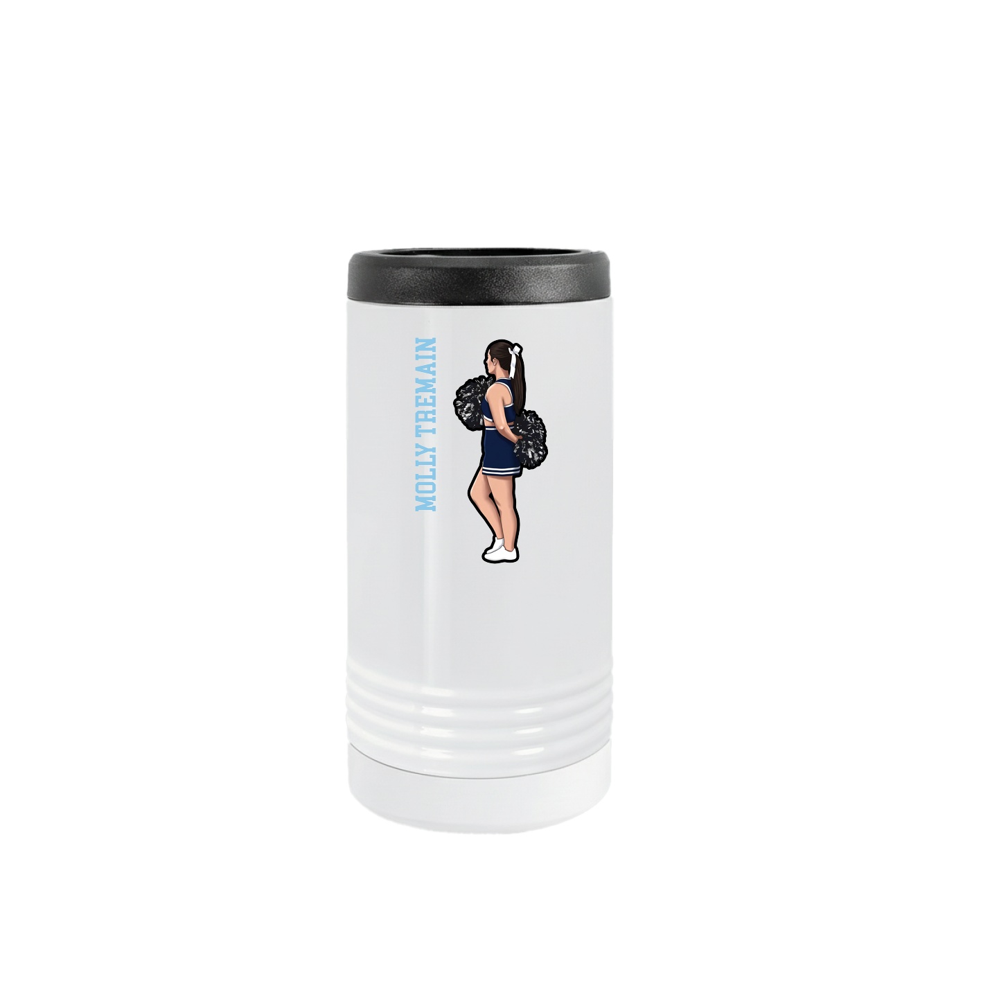 Slim Beverage Holder — Name Vertical in White