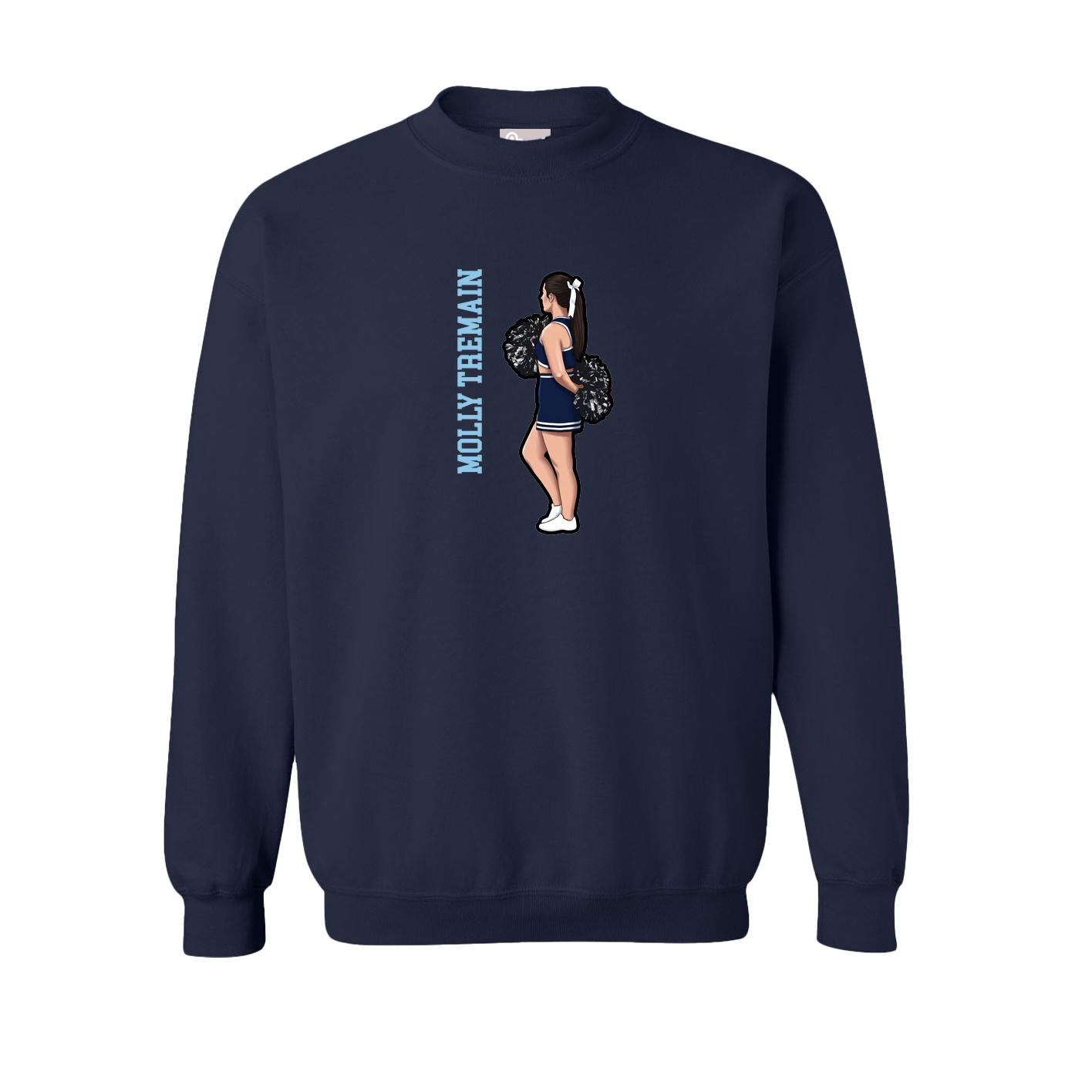 Fleece Crew — Name Vertical in Navy