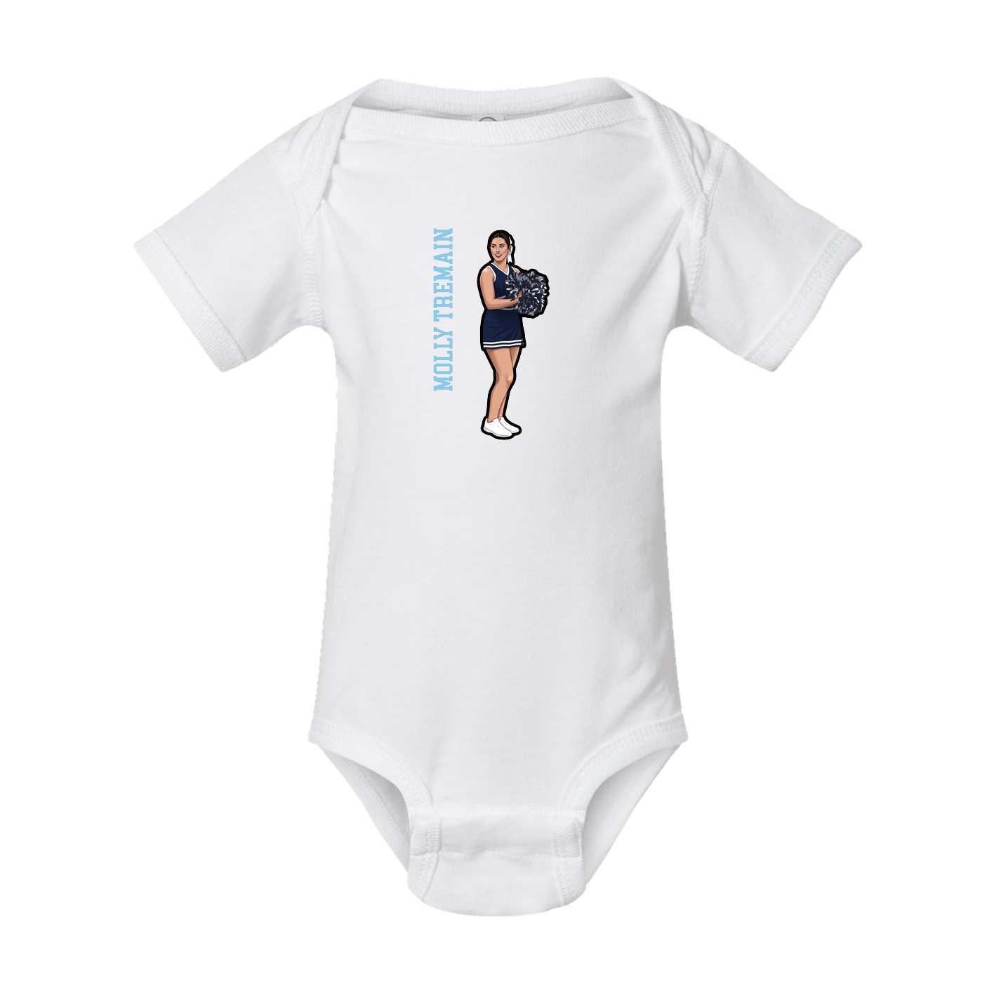 Baby Onesie — Name Vertical in White