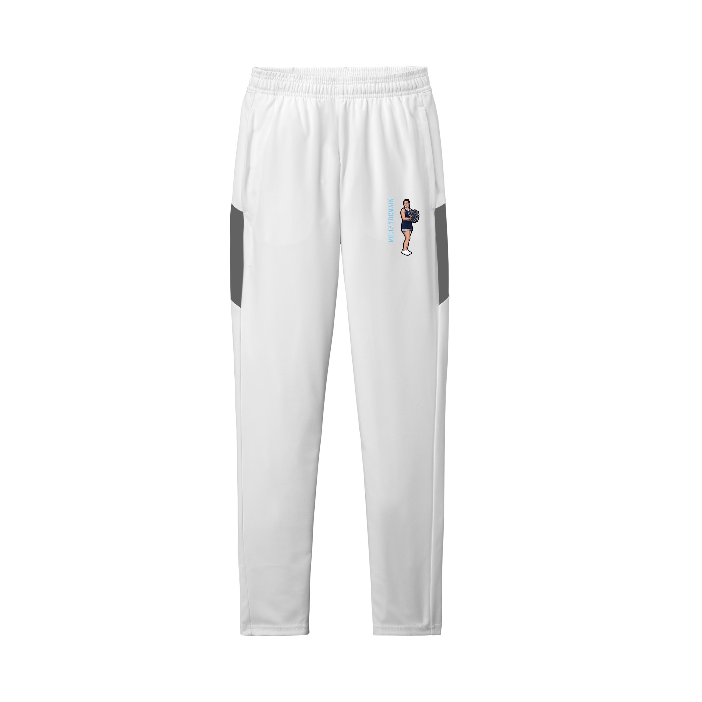 Team Travel Pant — Name Vertical in White/Grey