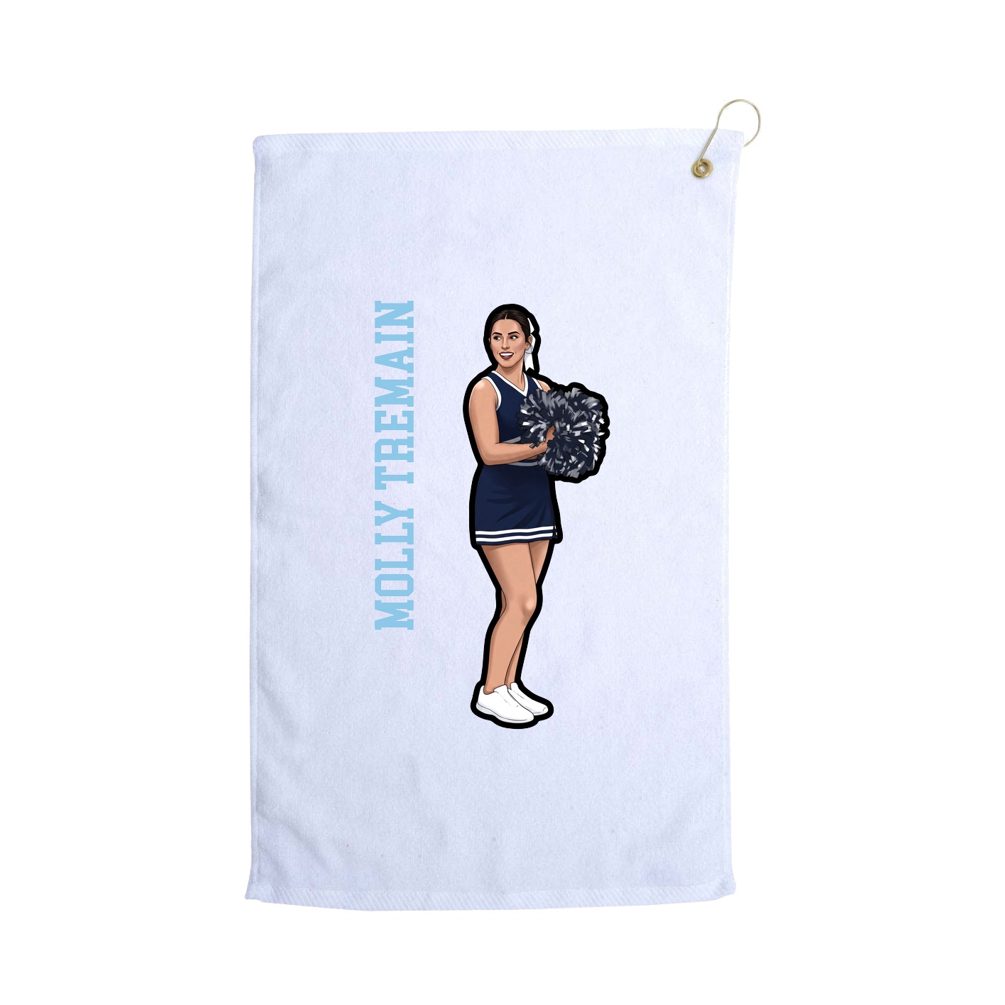 Golf Towel — Name Vertical in White