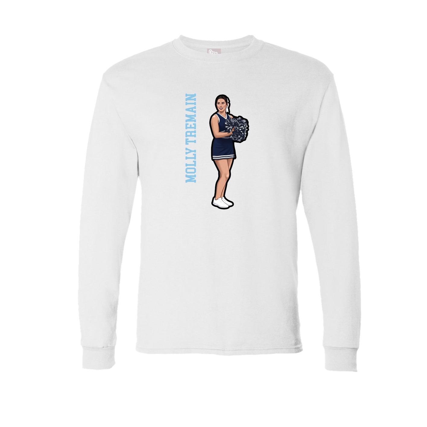 Long Sleeve Tee — Name Vertical in White