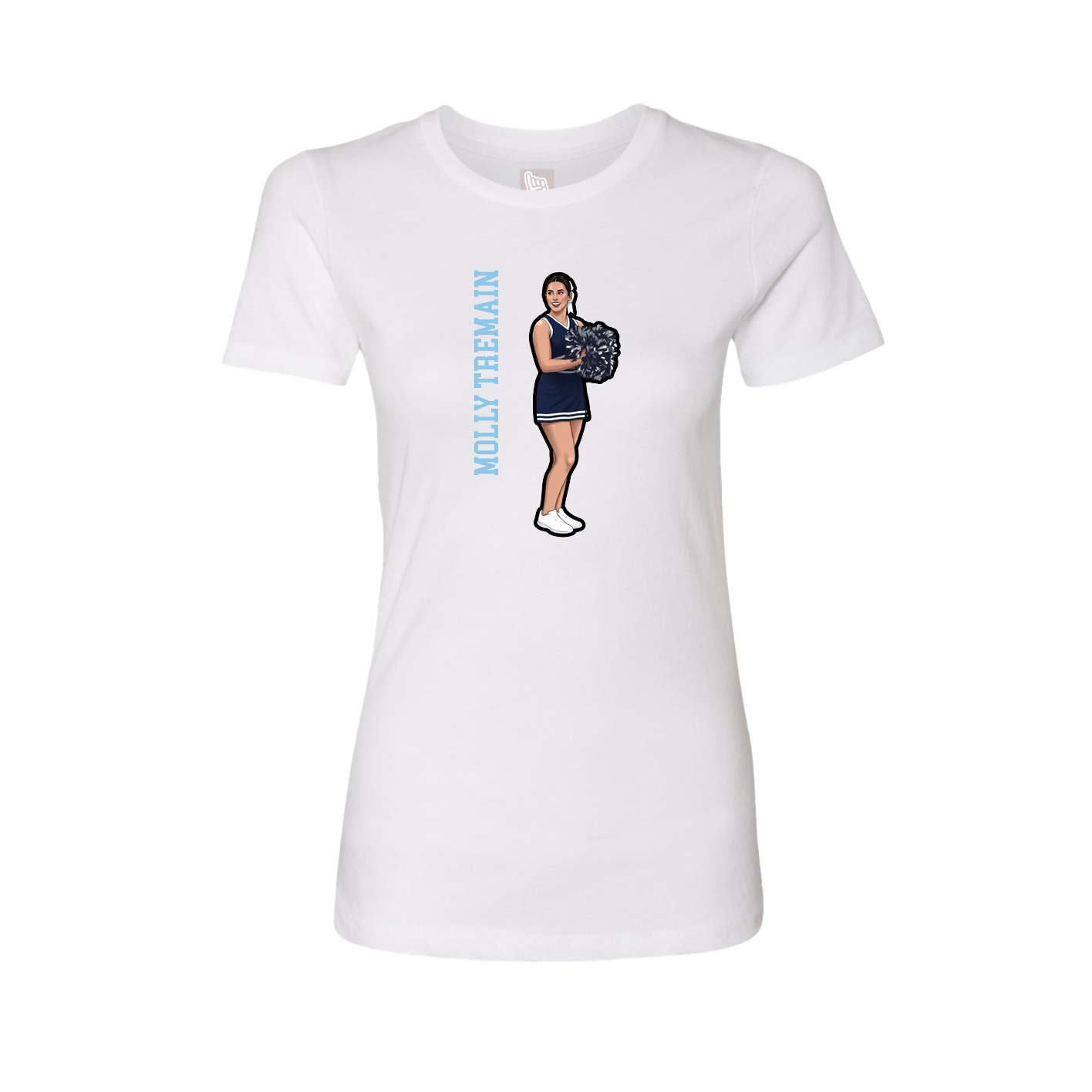Fitted Women's Tee — Name Vertical in White