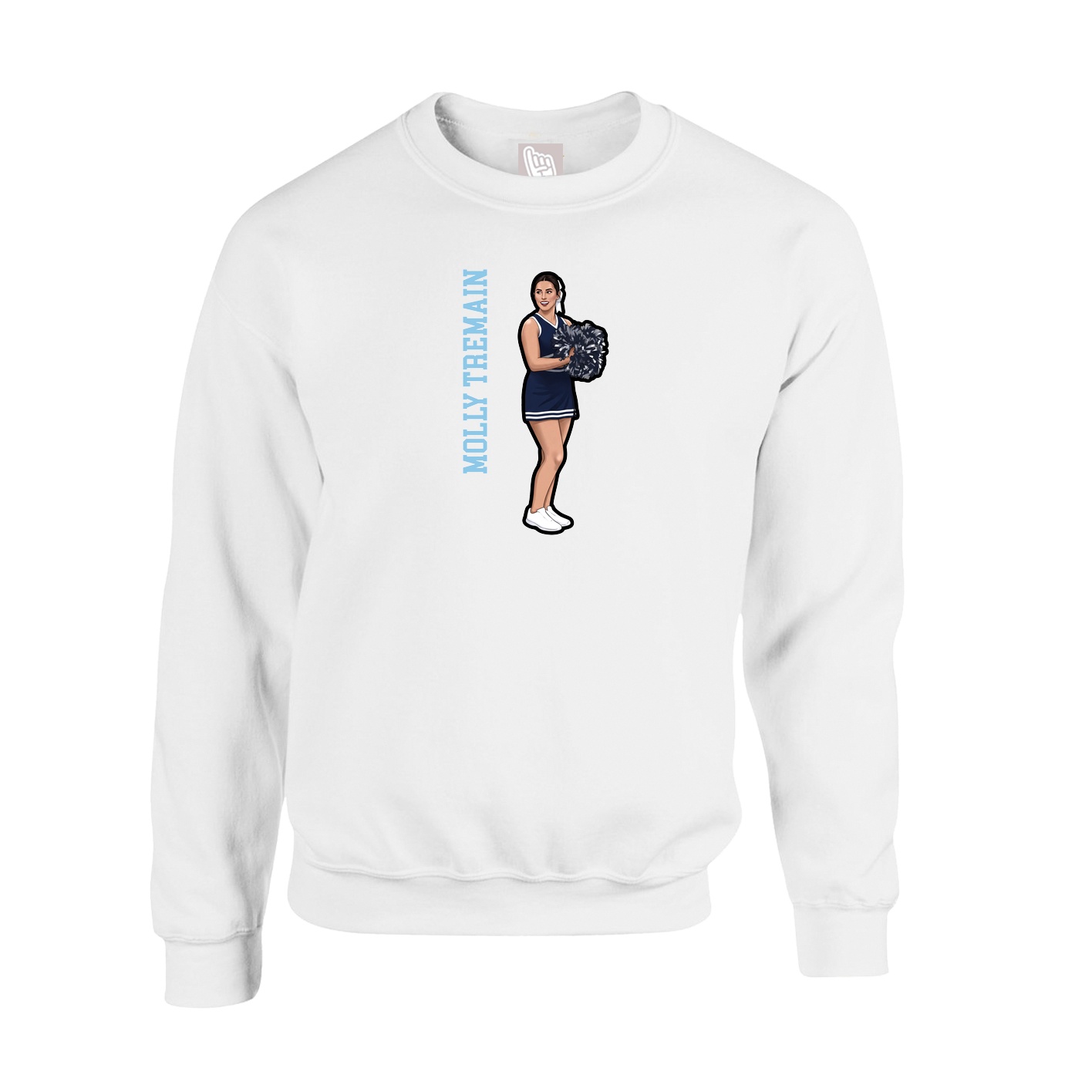 Fleece Crew — Name Vertical in White