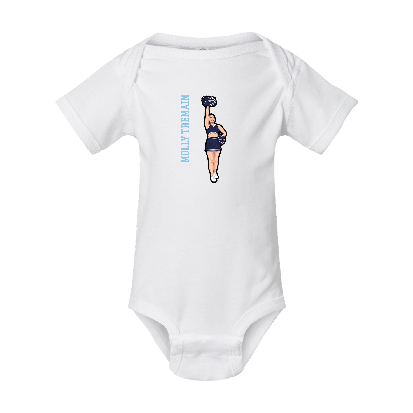Baby Onesie — Name Vertical in White