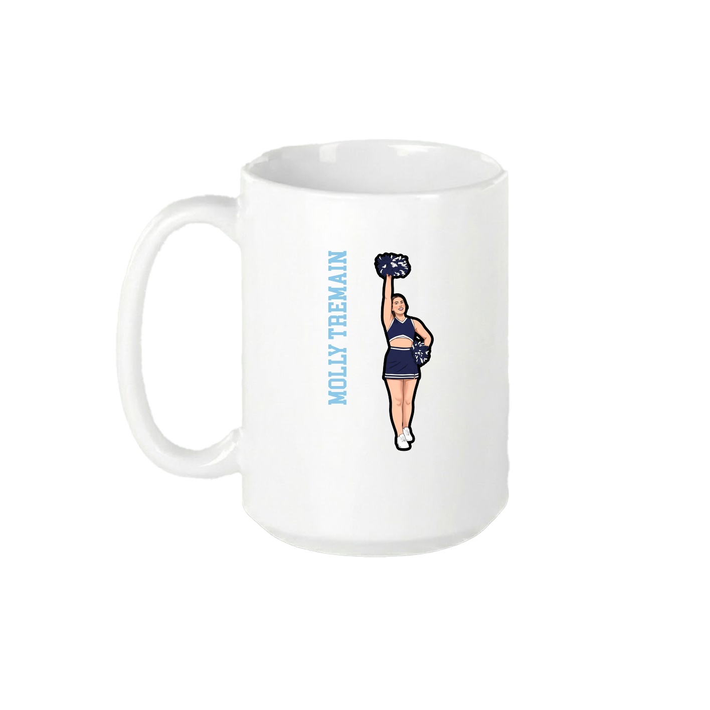 15oz Coffee Mug — Name Vertical in White