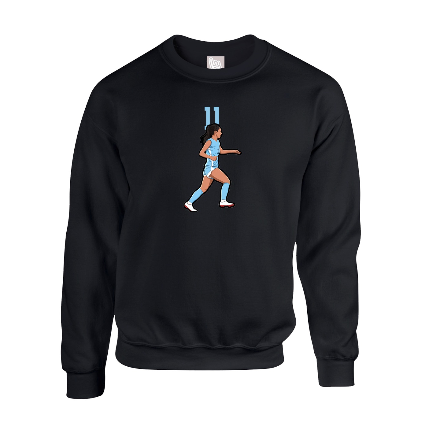 Fleece Crew — Number Top in Black