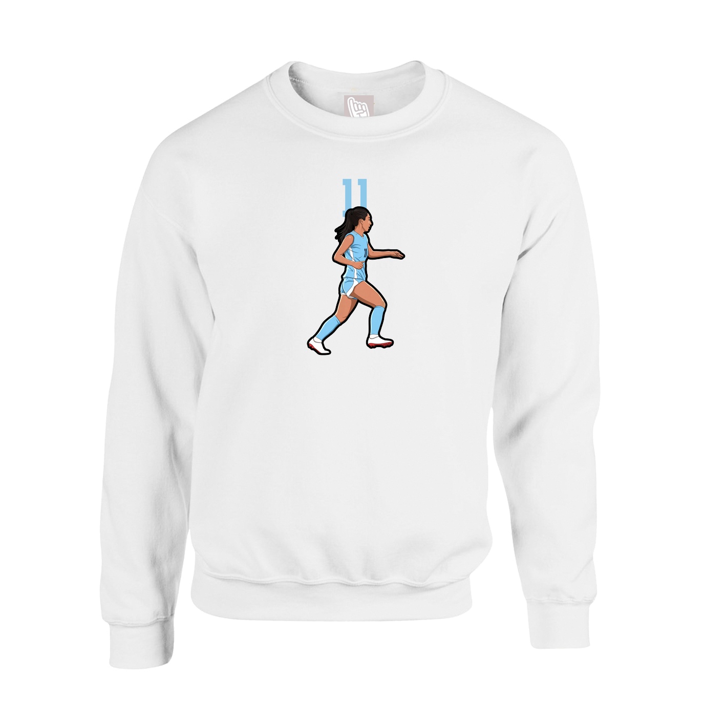 Fleece Crew — Number Top in White