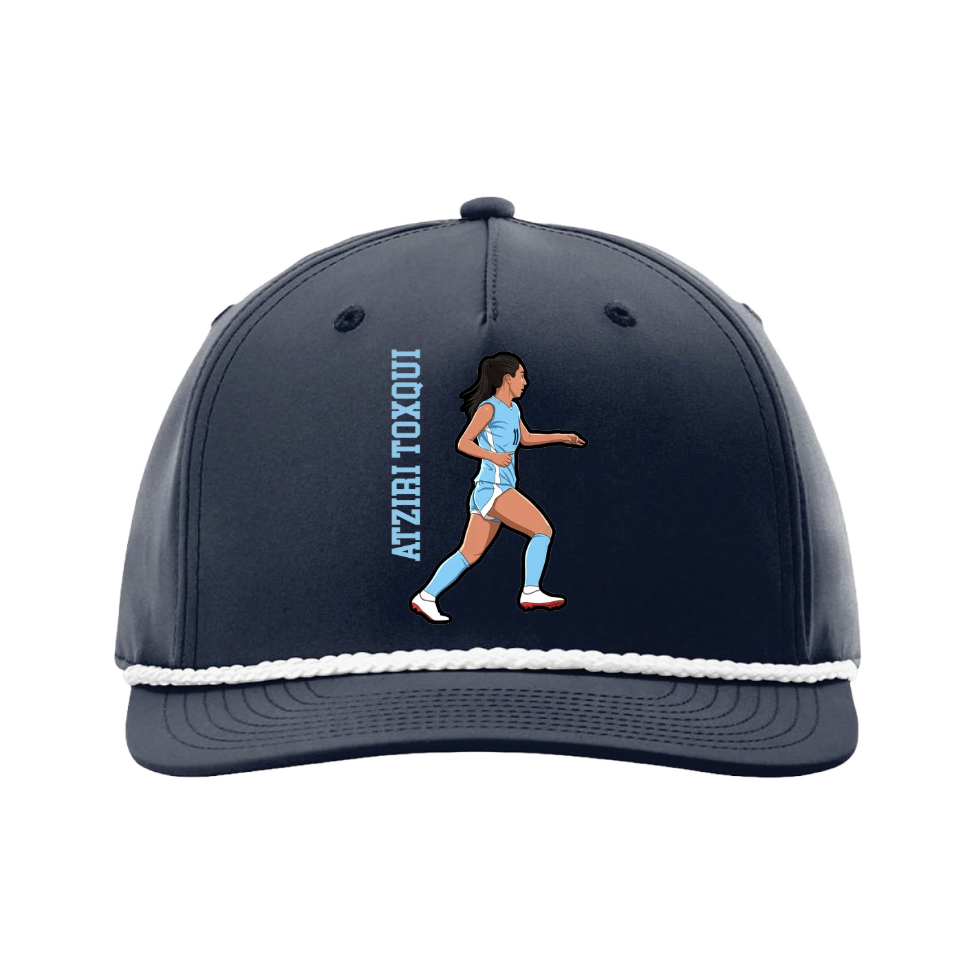Five-Panel Classic Rope Cap — Name Vertical in Navy