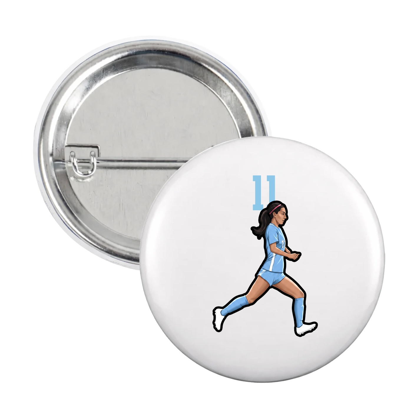 Game Day Button — Number Top in White