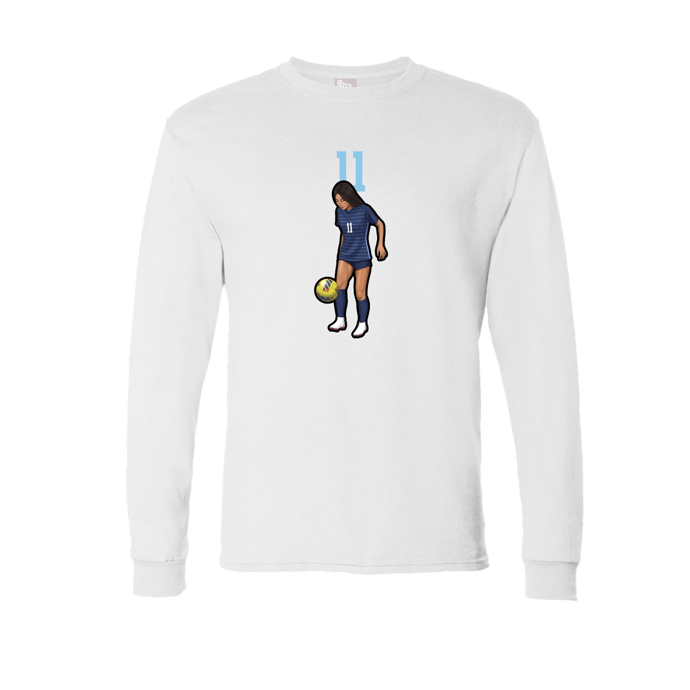 Long Sleeve Tee — Number Top in White