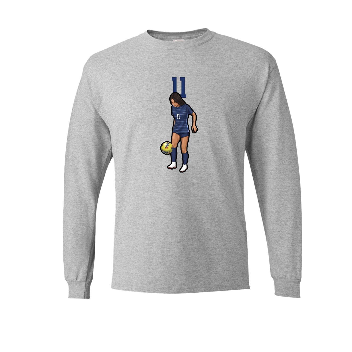 Long Sleeve Tee — Number Top in Grey