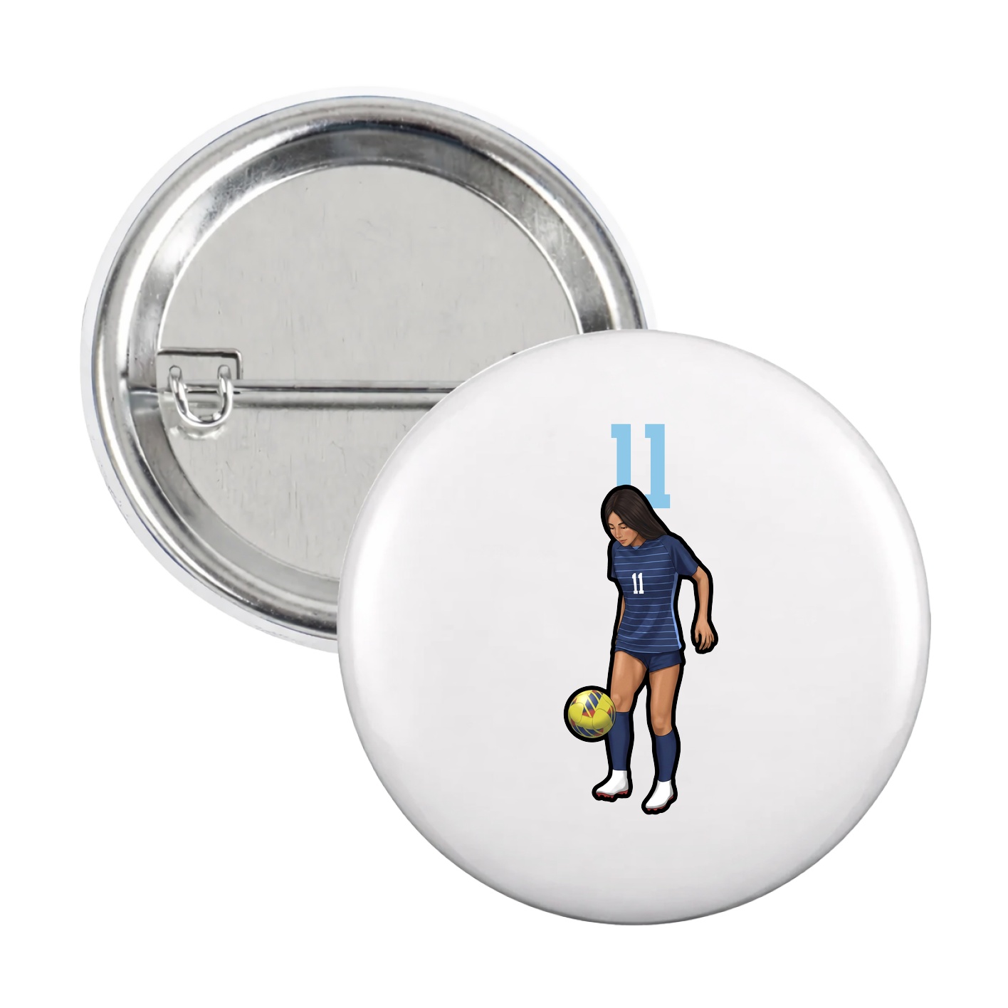 Game Day Button — Number Top in White
