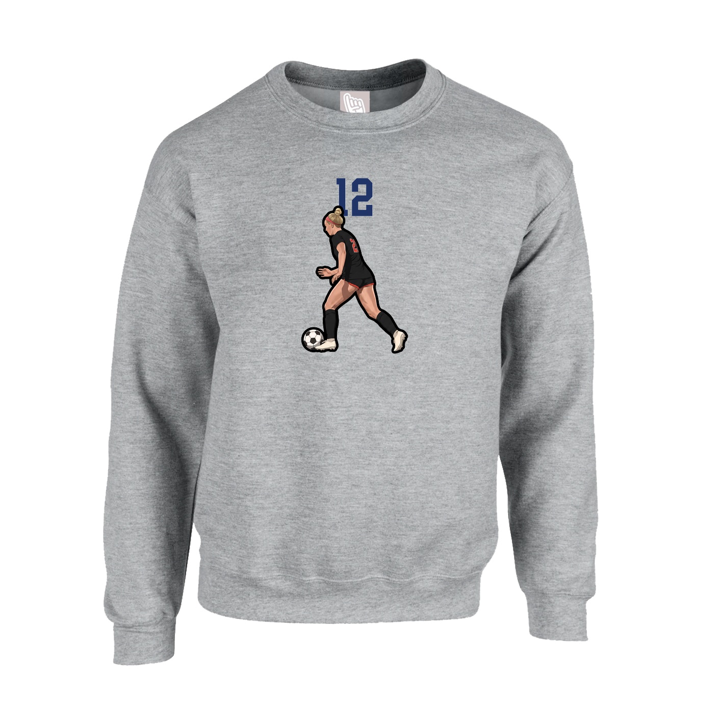 Fleece Crew — Number Top in Grey