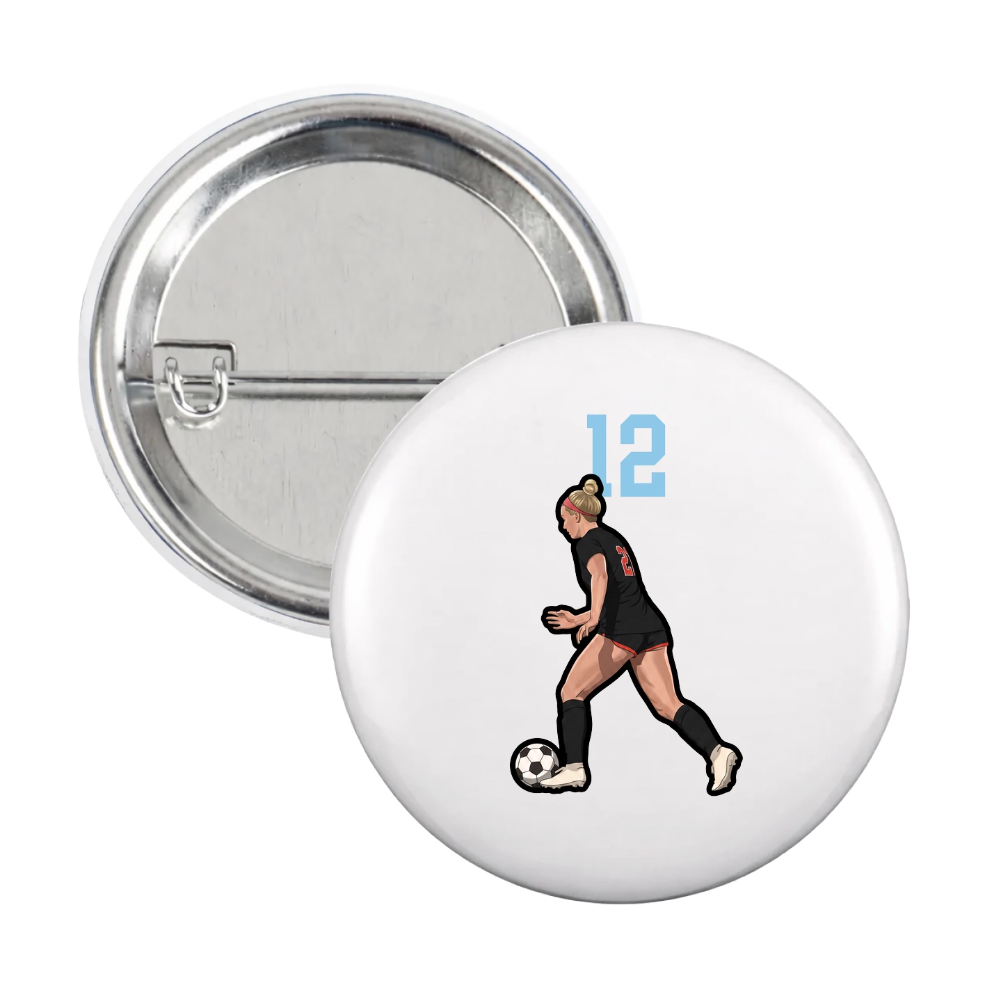 Game Day Button — Number Top in White