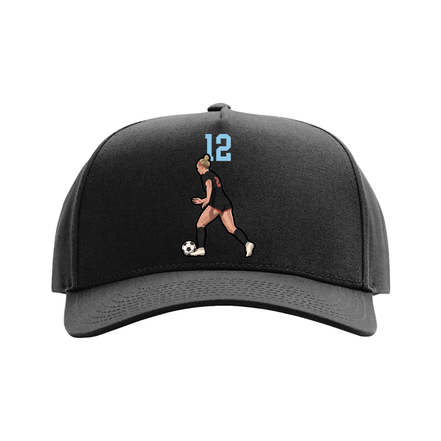 Full Fabric Five-Panel Champ Cap — Number Top in Black
