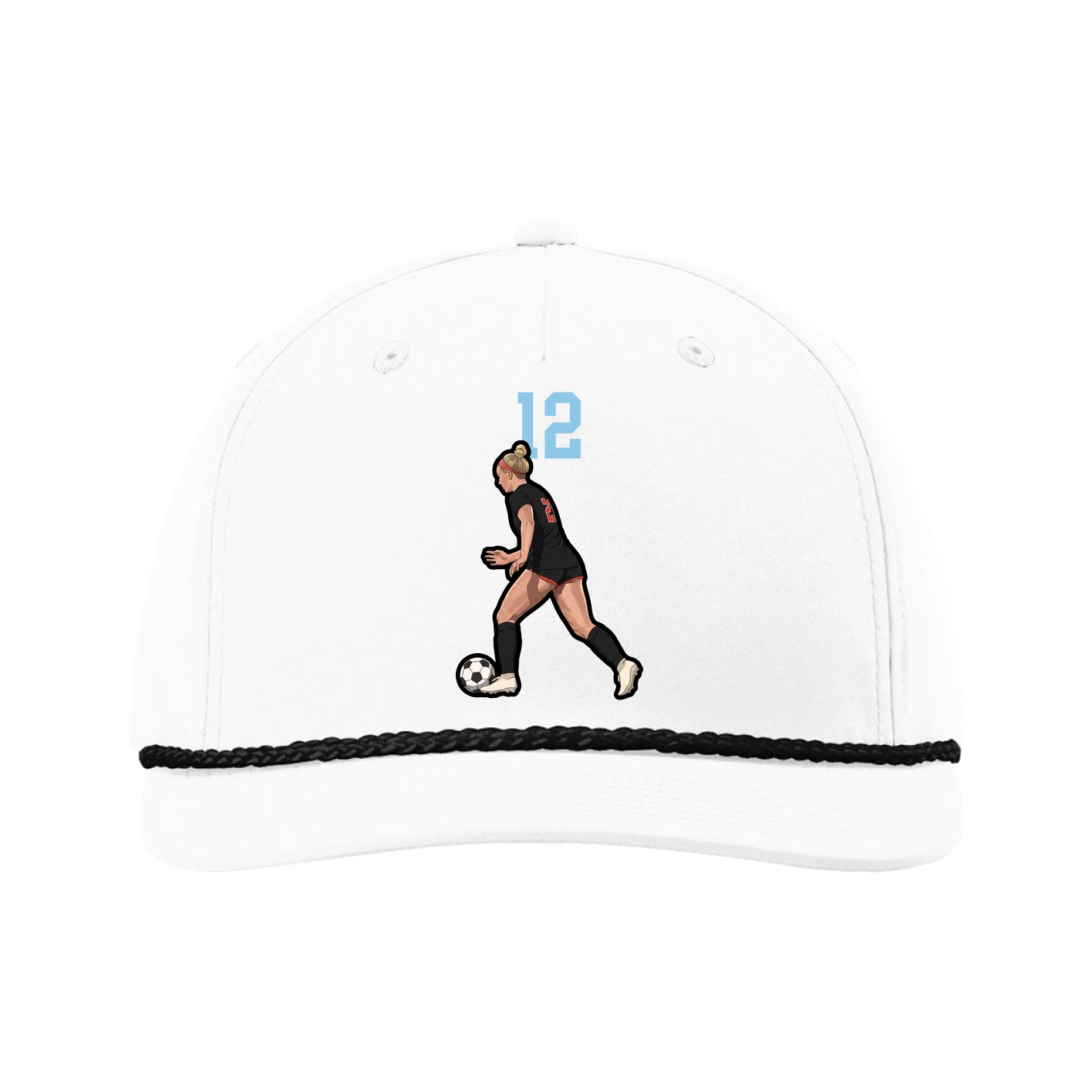 Five-Panel Classic Rope Cap — Number Top in White