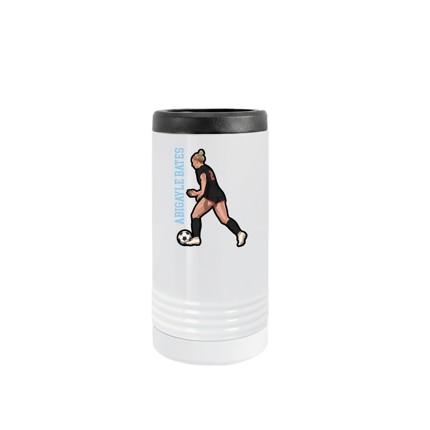 Slim Beverage Holder — Name Vertical in White