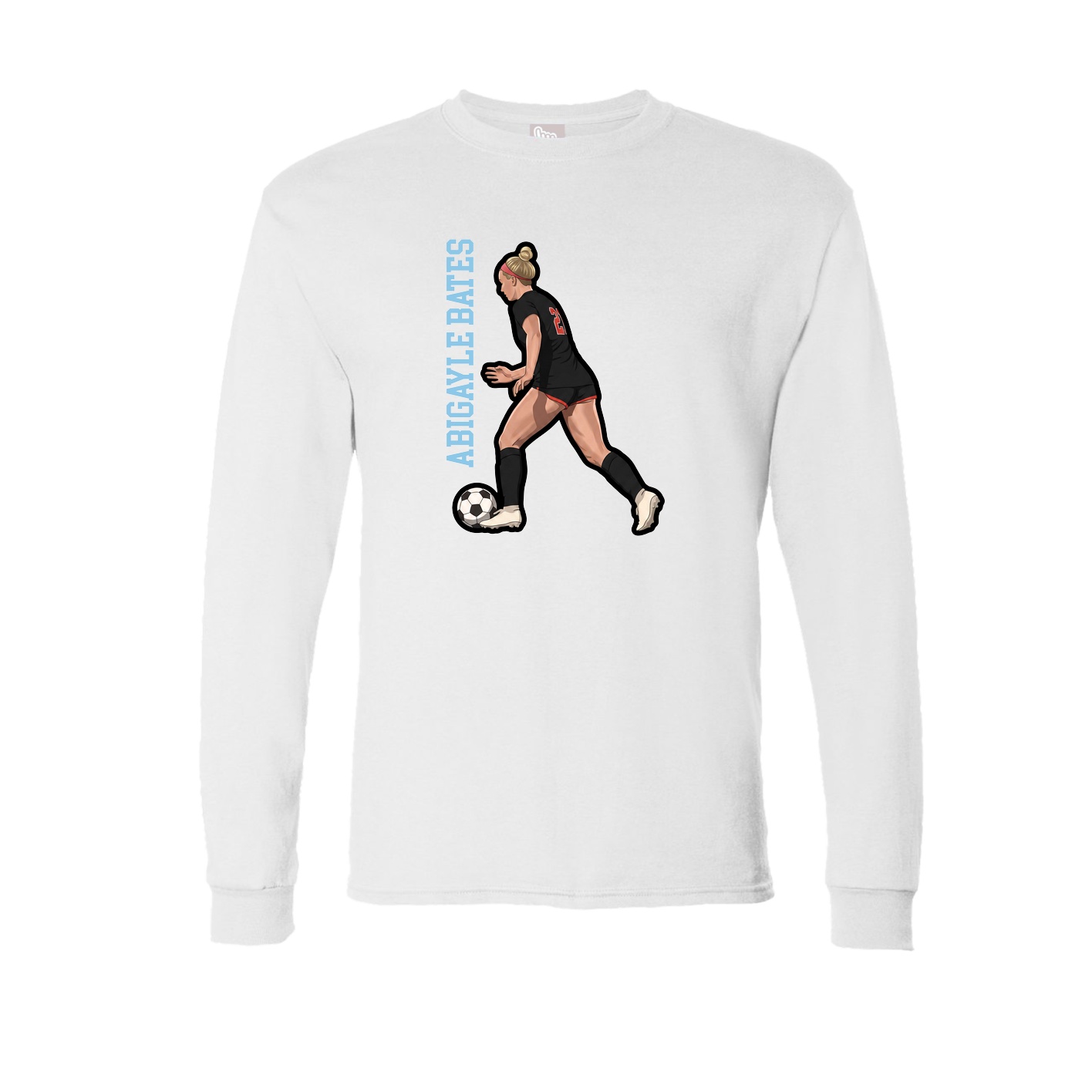 Long Sleeve Tee — Name Vertical in White