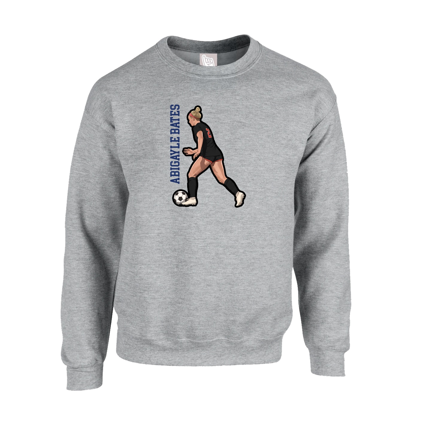 Fleece Crew — Name Vertical in Grey