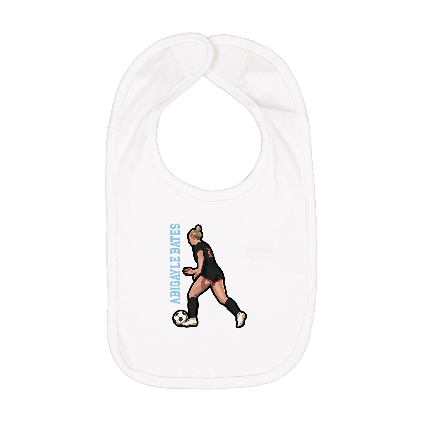 Infant Bib — Name Vertical in White