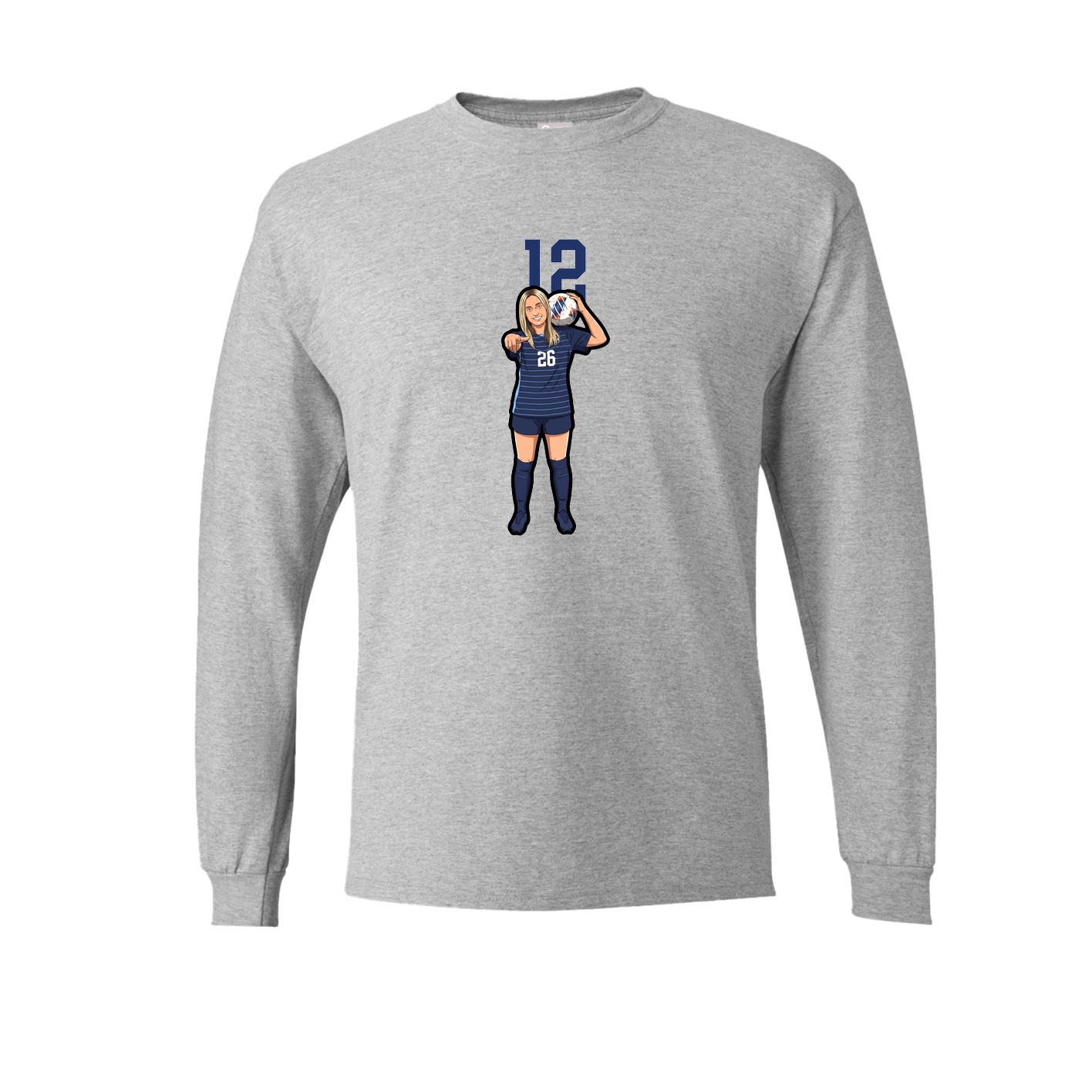 Long Sleeve Tee — Number Top in Grey