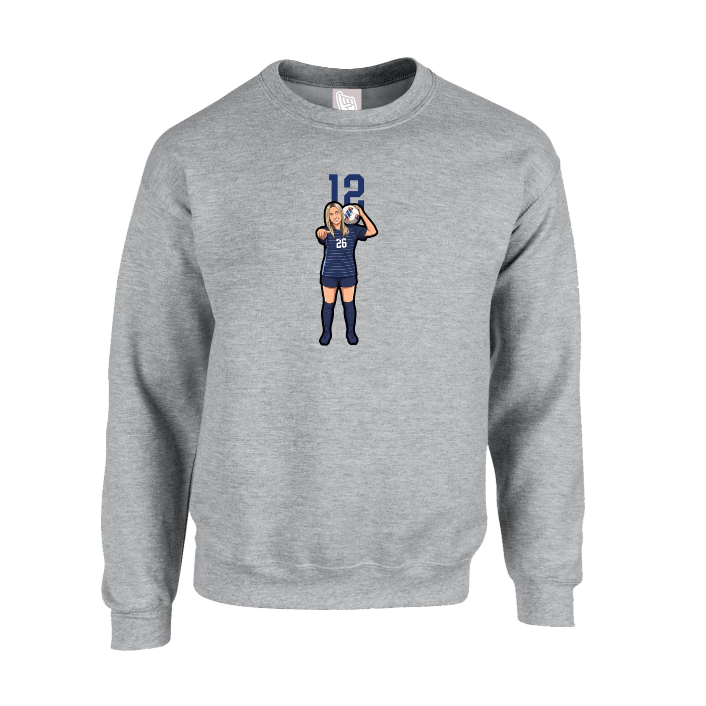 Fleece Crew — Number Top in Grey