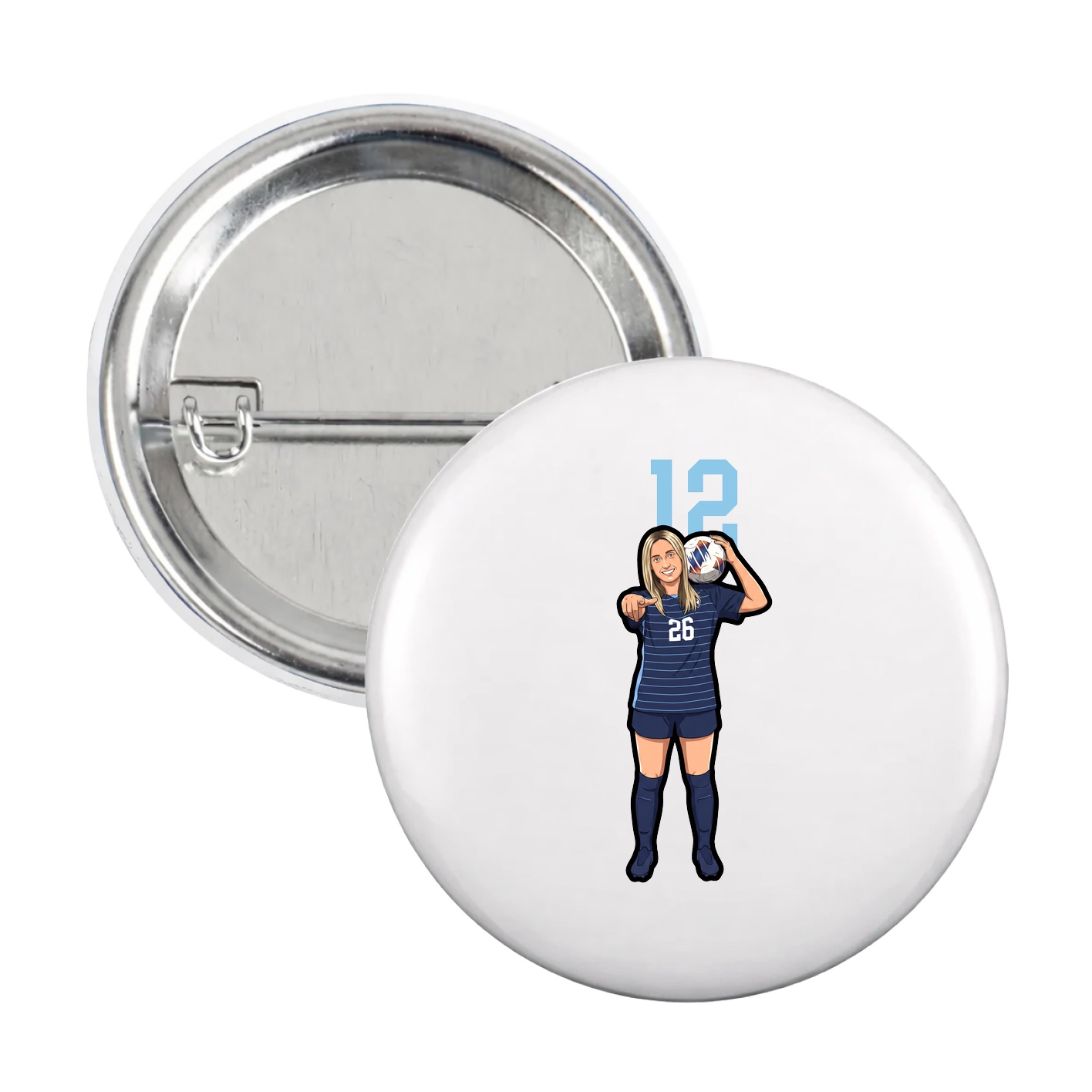 Game Day Button — Number Top in White