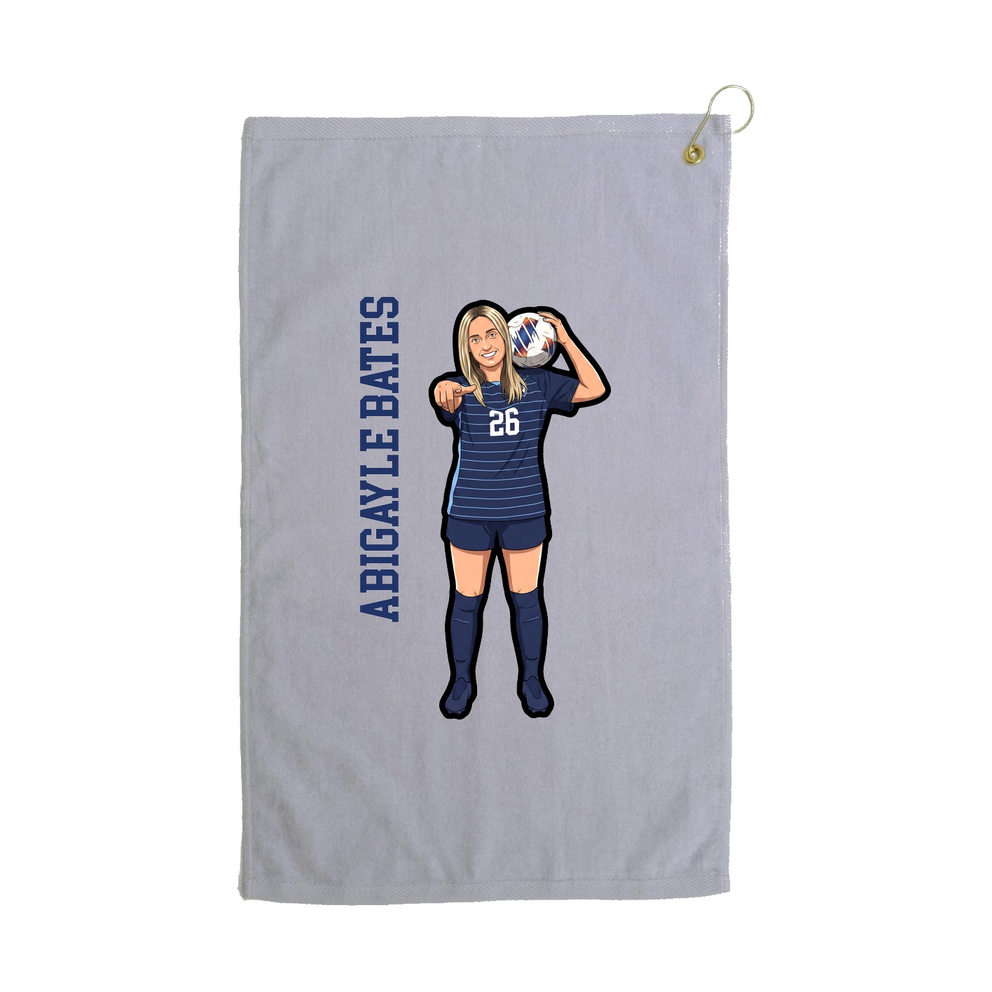 Golf Towel — Name Vertical in Grey