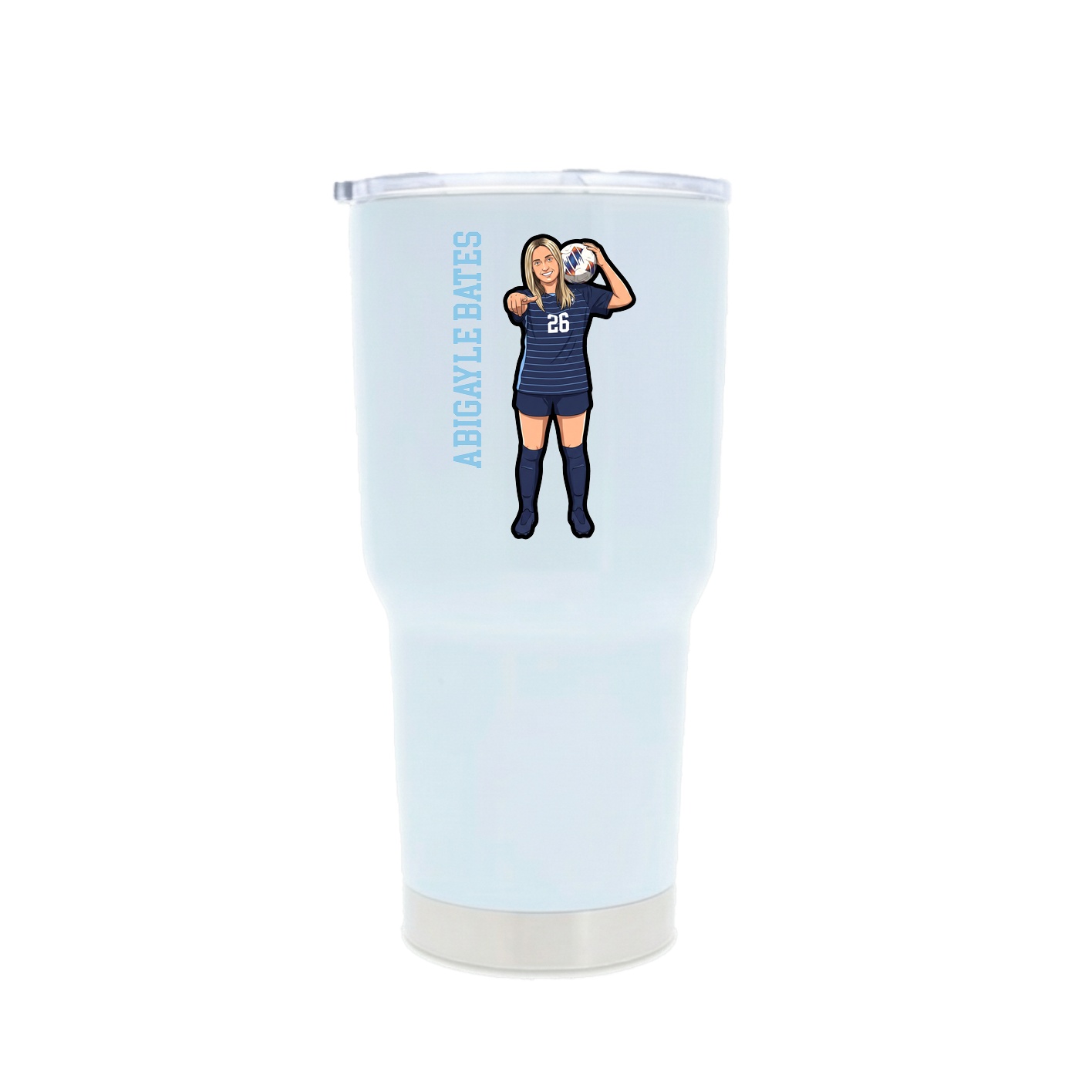 30oz Stainless Steel Tumbler — Name Vertical in White