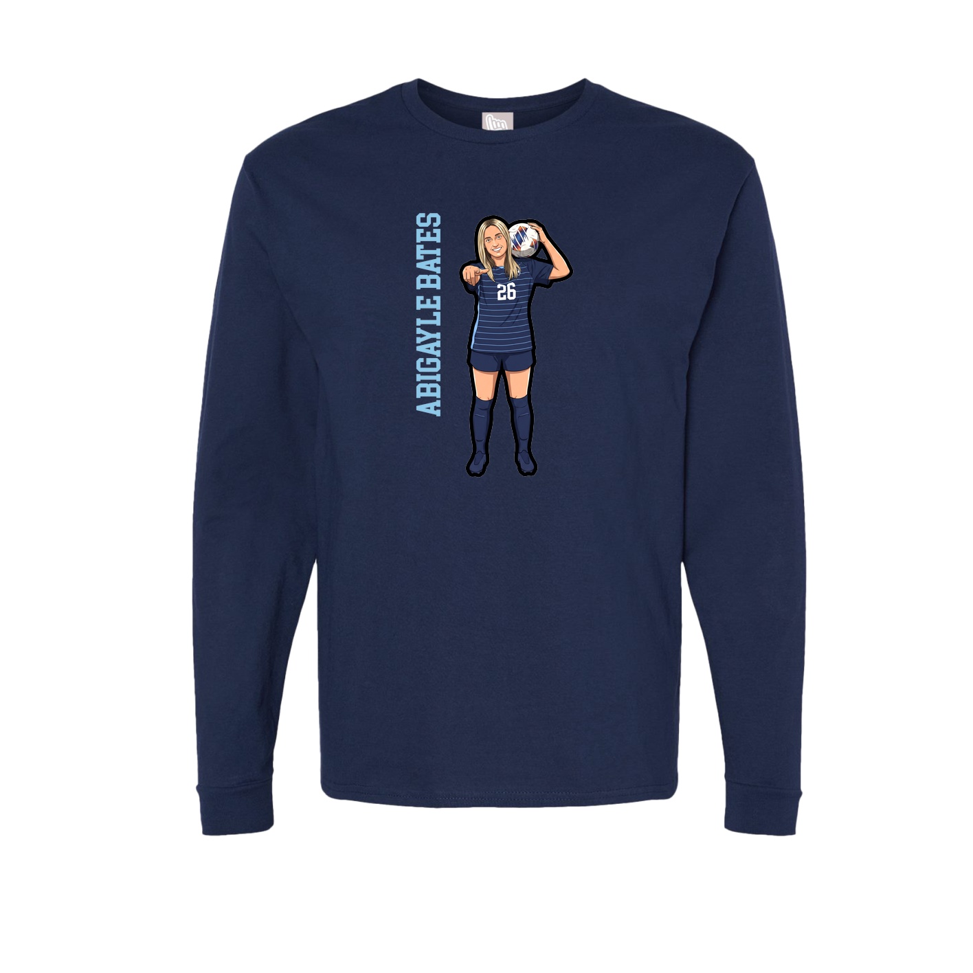 Long Sleeve Tee — Name Vertical in Navy