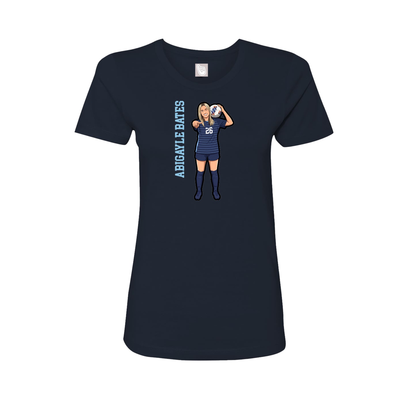 Womens Tee — Name Vertical in Navy