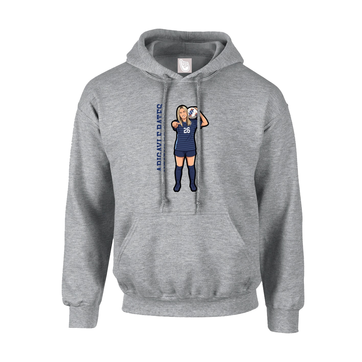 Hoodie — Name Vertical in Grey
