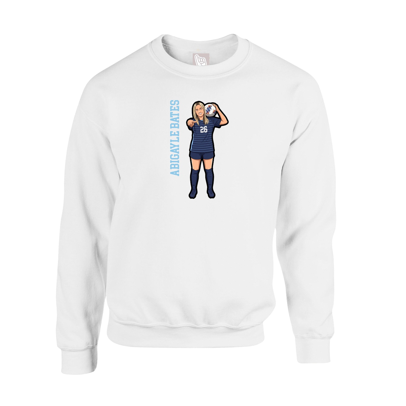 Fleece Crew — Name Vertical in White