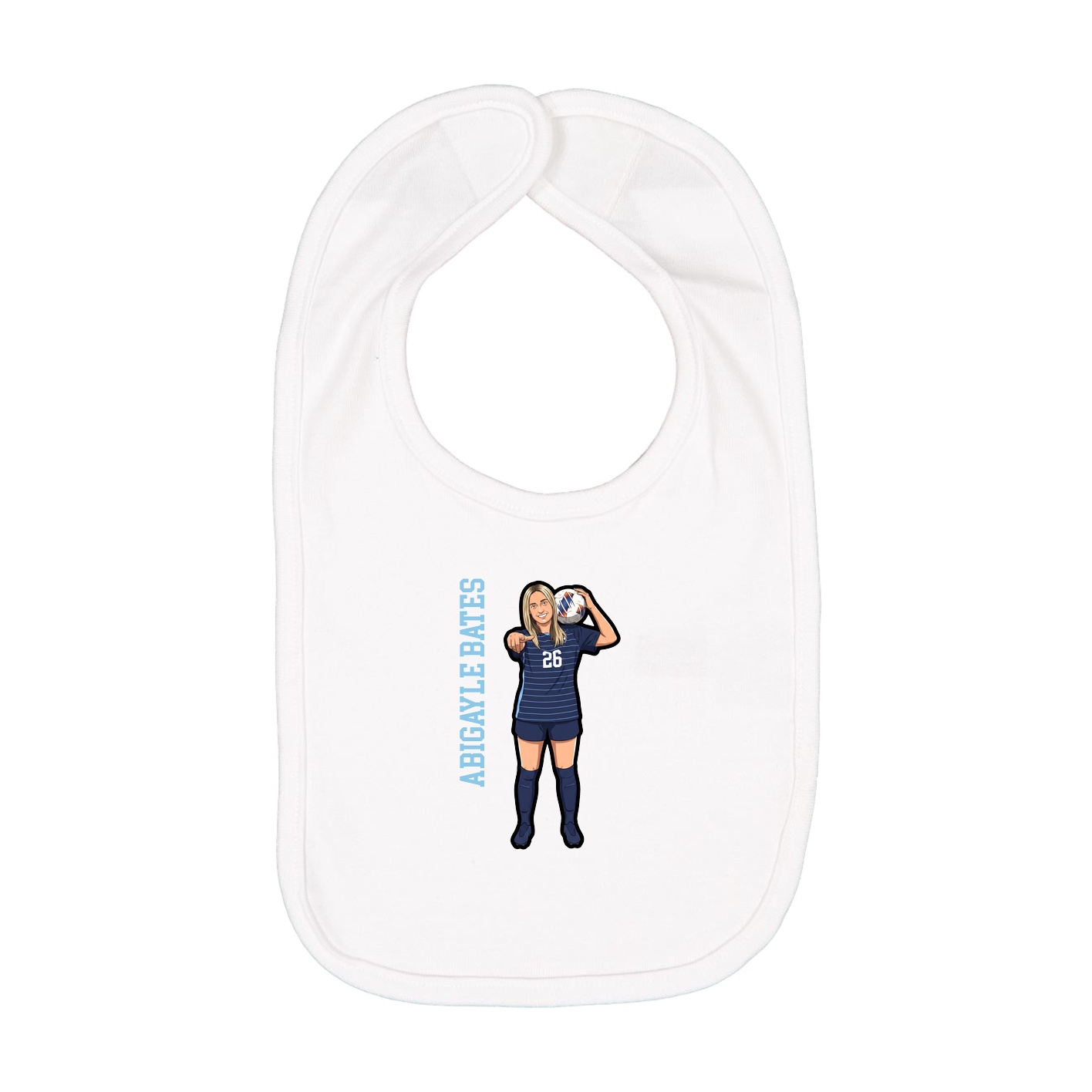Infant Bib — Name Vertical in White