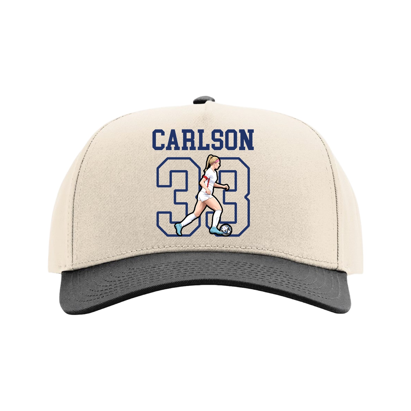 Full Fabric Five-Panel Champ Cap — Shirsey in Cream/Black