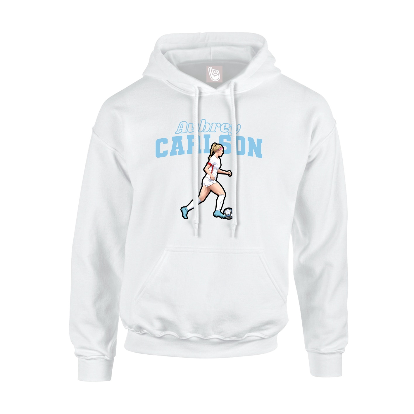Youth Hoodie — Name Arch in White