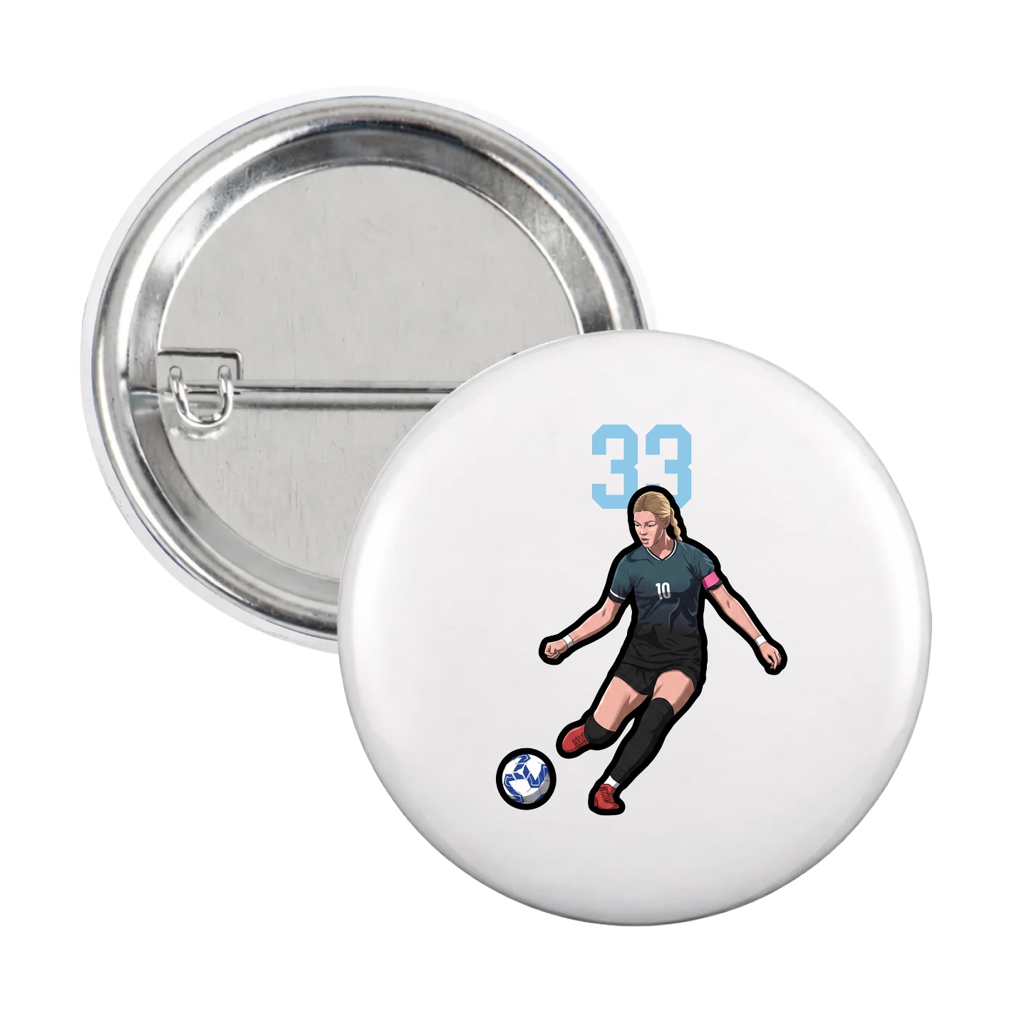 Game Day Button — Number Top in White